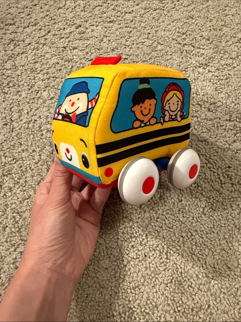 Melissa & Doug Yellow Plush School Bus Toy with White Rolling Wheels